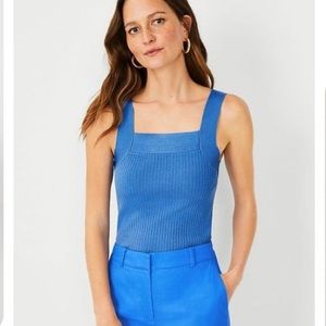 NWT Ann Taylor Ribbed Square Neck Sweater Shell Size Large